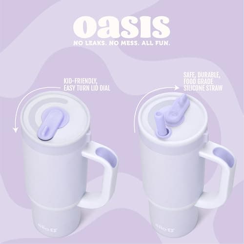 Ello Oasis 14oz Stainless Steel Toddler Tumbler with Handle & Retracting Straw, 100% Leakproof, Double-Wall Vacuum Insulated, Kids Water Bottle for School, BPA Free, Dishwasher Safe, Construction — view 3