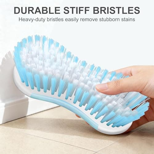 SetSail Multi-Purpose Scrub Brush of 2 Pack, Stiff Bristles Cleaning Brush with Non-Slip Grip Heavy Duty Scrub Brushes for Cleaning Bathroom Kitchen Tile Bathtub Sink, Blue — view 3