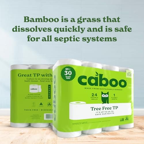 Caboo Tree Free Toilet Paper | Septic Safe, Eco Friendly, Chemical Free, Non Toxic | 2 Ply Toilet Tissue, Pack of 24 Double Rolls, 300 Sheets Per Roll — view 5
