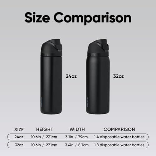 Owala FreeSip Insulated Stainless Steel Water Bottle with Straw for Sports and Travel, BPA-Free, 24-oz, Very, Very Dark — view 4
