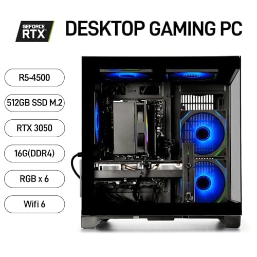 WIWB Prebuilt Gaming PC – Ryzen 5 4500, GeForce RTX 3050 Desktop