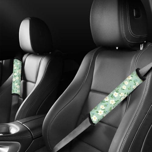 CRAFTYMELODY 2Pcs Seat Belt Cover Pad 11 Inch Long Seat Belt Cushion Soft Comfort Strap Pad Auto Accessory Decoration for Car Truck SUV Bag Backpack Green White Floral — view 5