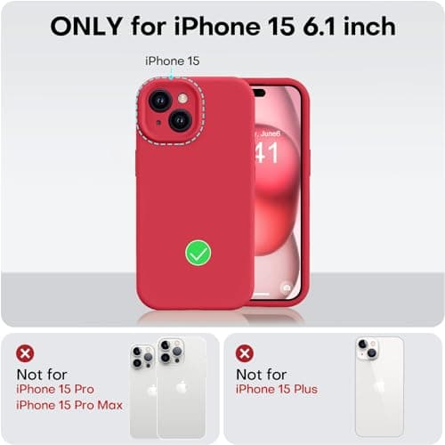 Vooii Compatible with iPhone 15 Case, Upgrade Defender Liquid Silicone, [Enhanced Camera Protection] [Soft Anti-Scratch Microfiber Lining] Shockproof Phone Case for iPhone 15 6.1 inch - Red — view 4