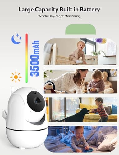 GoodBaby 5" Baby Monitor with Camera and Audio, No WiFi Secure FHSS, 30-Hour Battery, Remote PTZ, Auto Night Vision, Room Temperature, Two-Way Audio，Lullabies，1000ft Range — view 4
