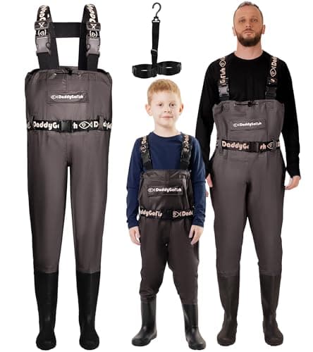 DaddyGoFish Chest Waders for Kids and Adults, Fishing and Hunting Waders with a Pocket and a Wader Hanger