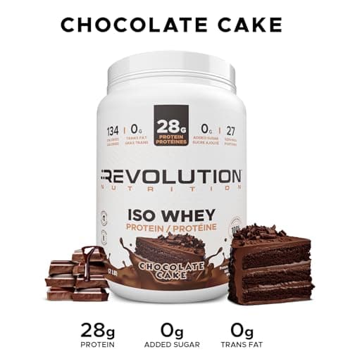 Revolution Nutrition, Iso Whey, Protein Powder, 100% Isolate, Premium Formula, Gluten Free, Low Carb, Promoting Lean Muscle Growth in Men & Women, 28g Of Protein Per Scoop, 908g, 27 Servings (Chocolate Cake, 2 Pound) — view 2