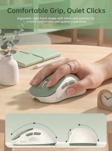 hunart H6 49g Wireless Mouse, Bluetooth & 2.4GHz Rechargeable Mouse, Lightweight Silent Ergonomic Mouse with USB-C Charging, Portable Right-Hand Office Mouse for Laptop, PC, MacBook, Tablet - Green — view 4