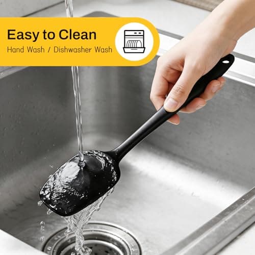 NileHome Silicone Spatula Set, 6 Pieces Food Grade Kitchen Utensils with Silicone Brush Heat Resistant Up to 600°F Dishwasher Safe BPA-Free Rubber Spatula for Scraping, Baking, Cooking, Mixing-Black — view 5
