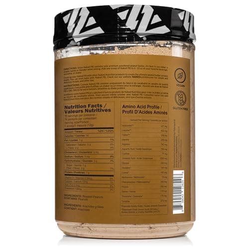 Naked 1.5 LB Powdered Peanut Butter from US Farms – Bulk, Only 1 Ingredient - Roasted Peanuts, Vegan, No Additives, Preservative Free, No Salt, No Sugar - 45 Servings - NAKED PB