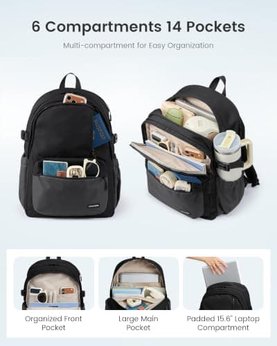 LOVEVOOK Laptop Backpack for Men Women with Giant Tumbler Holder Pocket — view 2