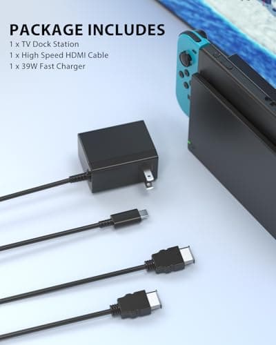 TV Dock Station for Switch/Switch OLED Replacement 3-in-1 – Includes Original IC Module, AC Charger & High-Speed HDMI Cable, Supports 1080P HD Output & Console Charging (Not Compatible with Switch 2) — view 5