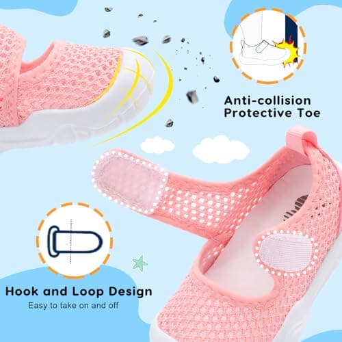 JOINFREE Toddler Water Shoes Barefoot Design with Adjustable Strap Lightweight Quick Dry Shoes for Baby Girls and Boys Swim Pool Beach Splash Pad Pink Toddler 5 — view 3