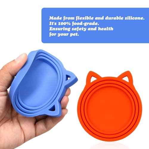 VAYRMEU 4 Pack Pet Food Can Cover Silicone Food Can Lids,Universal BPA Free, One Fit Most 3 oz,5.5 oz,12 oz Standard Size Food Cans — view 3