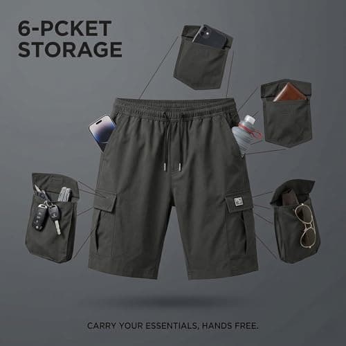 Men's Sport Cargo Shorts - 2026 New Men’s Casual Tactical Style Drawstring Stretch Cargo Shorts (Army-Green,X-Large) — view 5