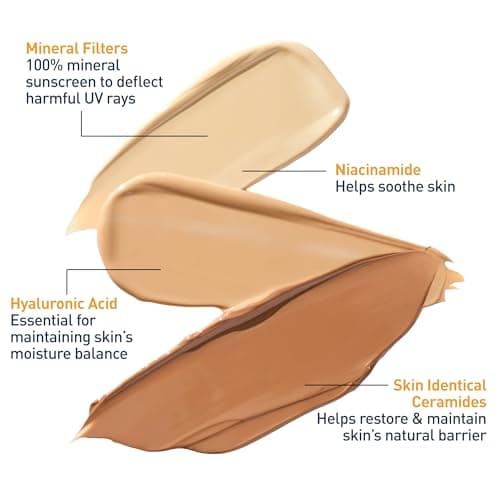 CeraVe Hydrating Mineral Sunscreen SPF 30 with Sheer Tint, Tinted Mineral Sunscreen with Zinc Oxide & Titanium Dioxide, Blends Seamlessly For Healthy Glow, Medium, 1.7 Fluid Ounce — view 3