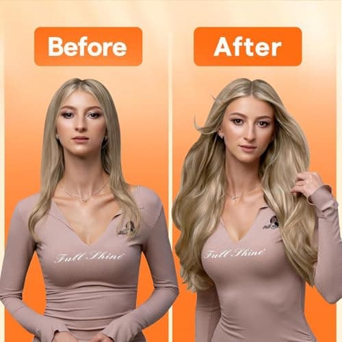 Full Shine Genius Human Hair Weft Hair Extensions 18 Inch Golden Blonde Highlighted Weaving Hair Extensions 50 Grams Silky Straight Remy Human Hair Genius Weft Sew in Extensions Wedding — view 6