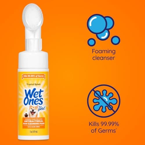 Wet Ones for Pets Antibacterial Dog Paw Cleaner with Built-in Scrubber Brush, Tropical Splash Scent - Foaming Cleanser for Dog Paws - Paw Washer & Grooming Care, 5 Ounce — view 2