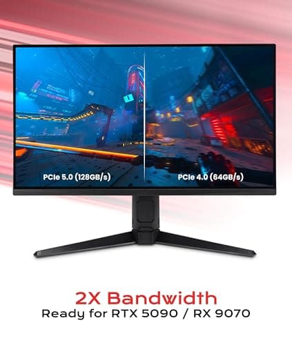 LINKUP - AVA5 PCIE 5.0 Riser Cable | RTX5090 RX9070 GPU Ready | x16 128GB/s Speed | Compatible with Nanoq S | Designed for Mini ITX Case | Double Reverse Black 20cm (Total Length 22cm) — view 3