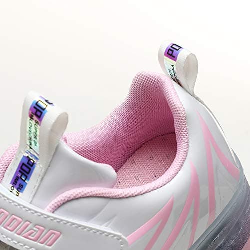 HHSTS Kids Shoes with Wheels LED Light Color Shoes Shiny Roller Skates Skate Shoes Simple Kids Gifts Boys Girls The Best Gift for Party Birthday Christmas Day(1.5 Little Kid,White Pink)