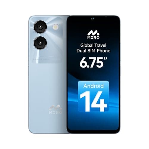 MIRO Ultra-Light 192g 6.75" Big Screen Smartphone - 4G 64GB + 1TB Expandable Storage, 13MP AI Dual Camera 5MP Front, 4900mAh Battery, 3.5mm Headphone Jack, Android 14, Dual SIM Global (Blue)
