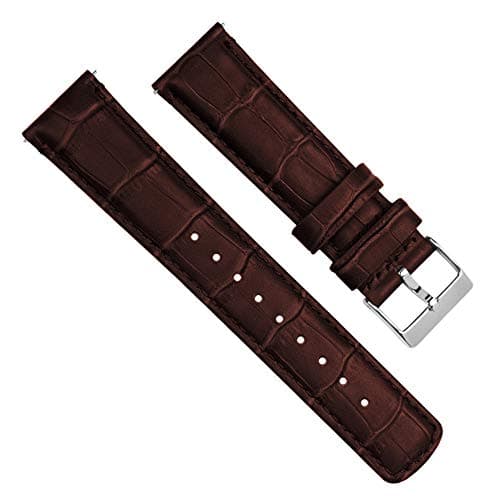 BARTON WATCH BANDS Alligator Grain Cowhide Leather - Quick Release Leather Watch Bands, Standard Length, Coffee Brown & Stainless Steel Buckle, 22mm — view 2