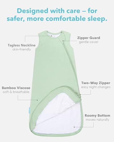 BAMBOOSNUG Bamboo Viscose Sleep Sack 1.0 TOG, 6-12-18 Months, Sage — view 4