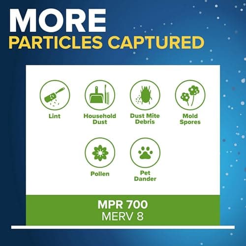 Filtrete 16x25x1 AC Furnace Air Filter, MPR 700, MERV 8, Tough on Pollen, Easy on Airflow, 3-Month Pleated 1-Inch Electrostatic Air Cleaning Filter, 2-Pack (Actual Size 15.68 x 24.56 x 0.78 in) — view 2