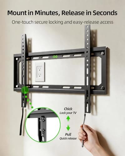 USX MOUNT Fixed TV Wall Mount with Low Profile for Most 26-60" Flat Screen TVs, Wall Mount TV Bracket with VESA Up to 400x400mm and 99lbs Loading, TV Mount Fits 8", 16" Wood Studs XFM009 — view 3