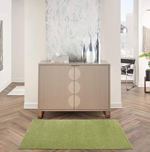 Nourison Essentials Indoor/Outdoor Green 3' x 5' Area Rug, Easy Cleaning, Non Shedding, Bed Room, Living Room, Dining Room, Backyard, Deck, Patio (3x5)