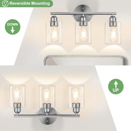 Percantis 3-Light Bathroom Vanity Light Fixture,Silver,17.3" — view 3