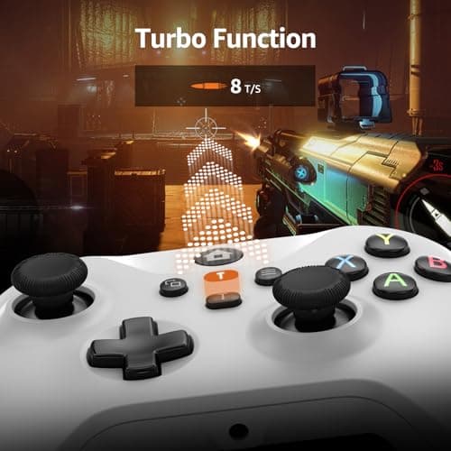 IWGAME Wired Controller for X-BOX ONE/PC, Gamepad with 3.5mm Audio Jack&Dual Vibration, Support Turbo Function, Compatible with X-BOX One/One S/X, X-BOX Series S/X, PC(7.2ft, White) — view 4