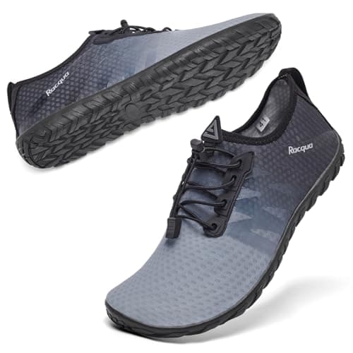 Racqua Mens Swim Water Shoes Barefoot Quick Dry Lightweight Pool Gradient Sports Beach Aqua Outdoor Shoes Grey/Black 11.5 Women/10.5 Men — view 3