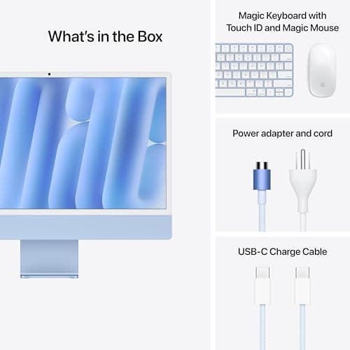 Apple 2024 iMac All-in-One Desktop Computer with M4 chip with 10-core CPU and 10-core GPU: Built for Apple Intelligence, 24-inch Retina Display, 16GB Unified Memory, 512GB SSD Storage; Blue — view 5