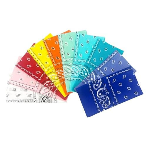 Vamqor 100% Cotton 10 Pack Fine Bandanas(Summer Assorted)