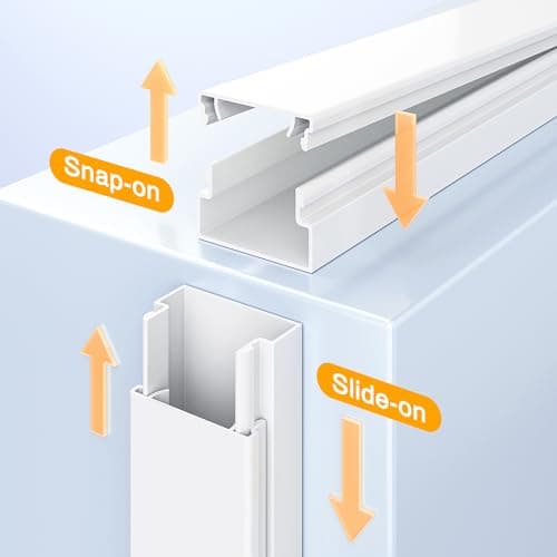 Delamu Cord Hider, 157in Wire Covers for Cords on Wall, Premium Cable Hider Cord Covers for Wires, Cable Management Wire Hiders for TV, Cable Raceway Kit, W0.95 H0.55in, White — view 4