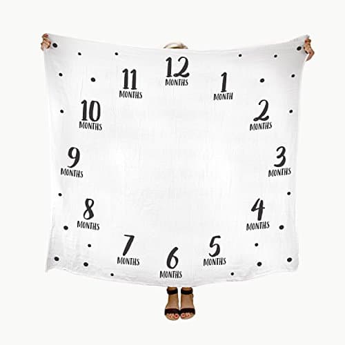 Pearhead Pearhead Watch Me Grow Monthly Milestone Photo Blanket Keepsake Set, White/Black/Teal, Adventure — view 3