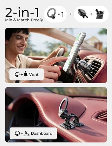 LISEN for MagSafe Car Phone Mount -Strong Magnets Magnetic Phone Holders for Your Car 2-in-1 Vent Dashboard Magnet Cell Phones Holder Mounts Car Accessories Gitfs for Men Women fit iPhone, CarbonFiber