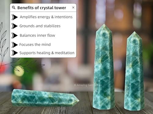 Amazing Gemstone Aquamarine Crystal Towers ~ Natural Healing Crystal Point Obelisk for Reiki Healing and Crystal Grid (2" to 3" Inch) — view 4
