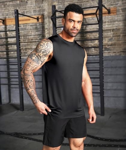 Boyzn Men's 3 Pack Workout Tank Tops Gym Athletic Muscle Tee Bodybuilding Fitness Sleeveless T-Shirts Black/Grey/Dark Grey-3P05-L