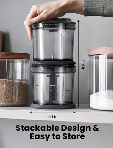 TWOMEOW Food Processor 4 Cup, Electric Food Chopper, 【Small but Powerful】Meat Grinder with 2 Bowls, 2 Speed & 4 Blades for Vegetable, Meat, Nuts, Functions for Chopping, Dicing, Mixing and Puree — view 5