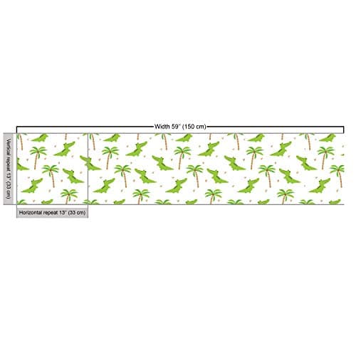 Lunarable Alligator Fabric by The Yard, Cartoon Crocodiles with Tropic Palm Trees Design Composition, Decorative Fabric for Upholstery and Home Accents, 1 Yard, Lime Green — view 2