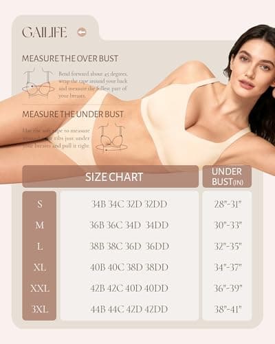 Gailife Womens Jelly Bra for Women Wireless Bras Seamless No Underwire Supportive Full Coverage T-Shirt Bra-Skin Color-M