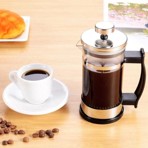 INOOMP 600ml Stainless Steel Manual Coffee Press Pot with Double-layer Heat Resistant Design, Multi-function Coffee Infuser and Easy to Wash Filter Teapot for Home Brewing — view 7