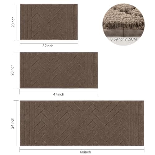 hicorfe Indoor Entryway Doormat,24"x59" Front Back Door Mat,Non Slip Runner Carpet,Absorbent Resist Dirt Entrance Doormat Inside Floor Mats for Entryway Washable(Camel)