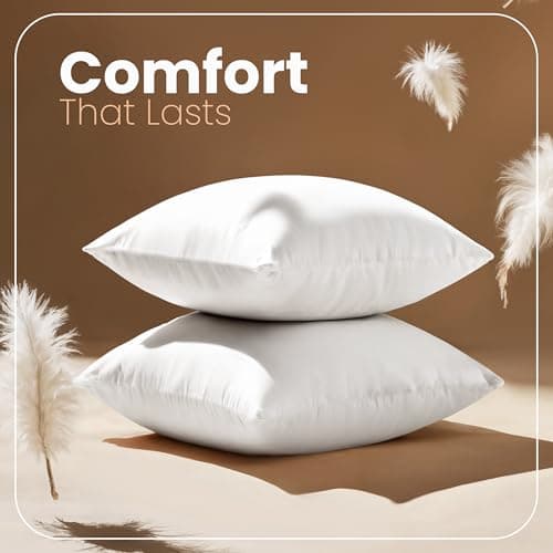 Utopia Bedding Throw Pillows Insert (Pack of 2, White) - 18 x 18 Inches Bed and Couch Pillows - Indoor Decorative Pillow — view 3