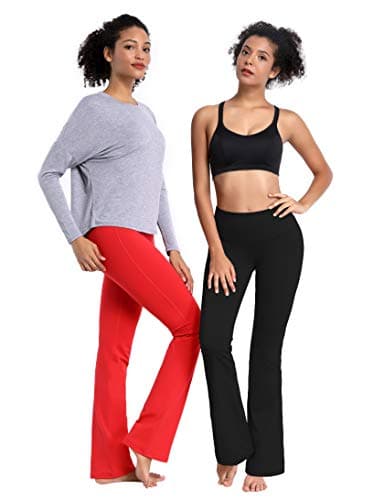 BUBBLELIME 29"/31"/33"/35"/37" 3 Styles Women's High Waist Bootcut Yoga Pants Basic/Side Pockets Tummy Control Workout Flared - Basic Nylon_Black M-37 Inseam — view 4