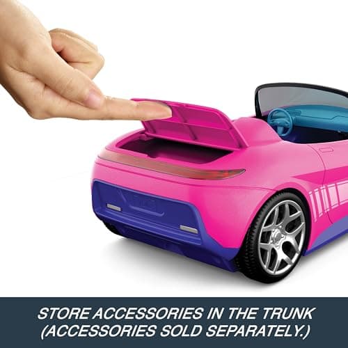Hot Wheels Barbie RC Toy Car, Remote-Control Pink Convertible, Can Hold 2 Barbie Fashion Dolls & Trunk Opens for Storage, Sticker Sheet for Customizing — view 4