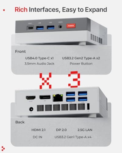 ACEMAGIC X3 Mini Gaming PC Ryzen 7 H 255 Radeon 780M 16GB 1TB Windows11 Pro — view 6