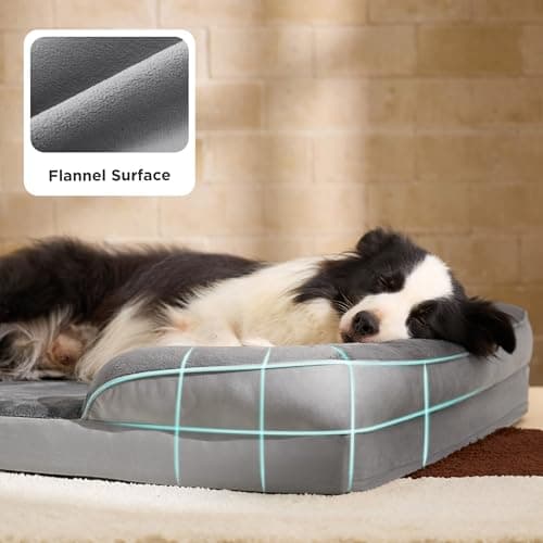 Bedsure Orthopedic Dog Beds Large Sized Dog - Washable Large Dog Cat Bed Waterproof, Comfort Dogs Couch Sofa with Washable Removable Cover, Pet Bed with Nonskid Bottom, Grey, 35" — view 5
