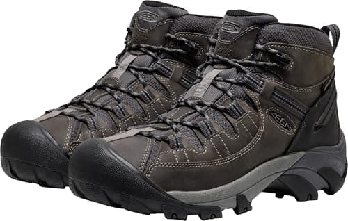 KEEN Men's Targhee 2 Mid Height Waterproof Hiking Boots, Steel Grey/Black, 9.5